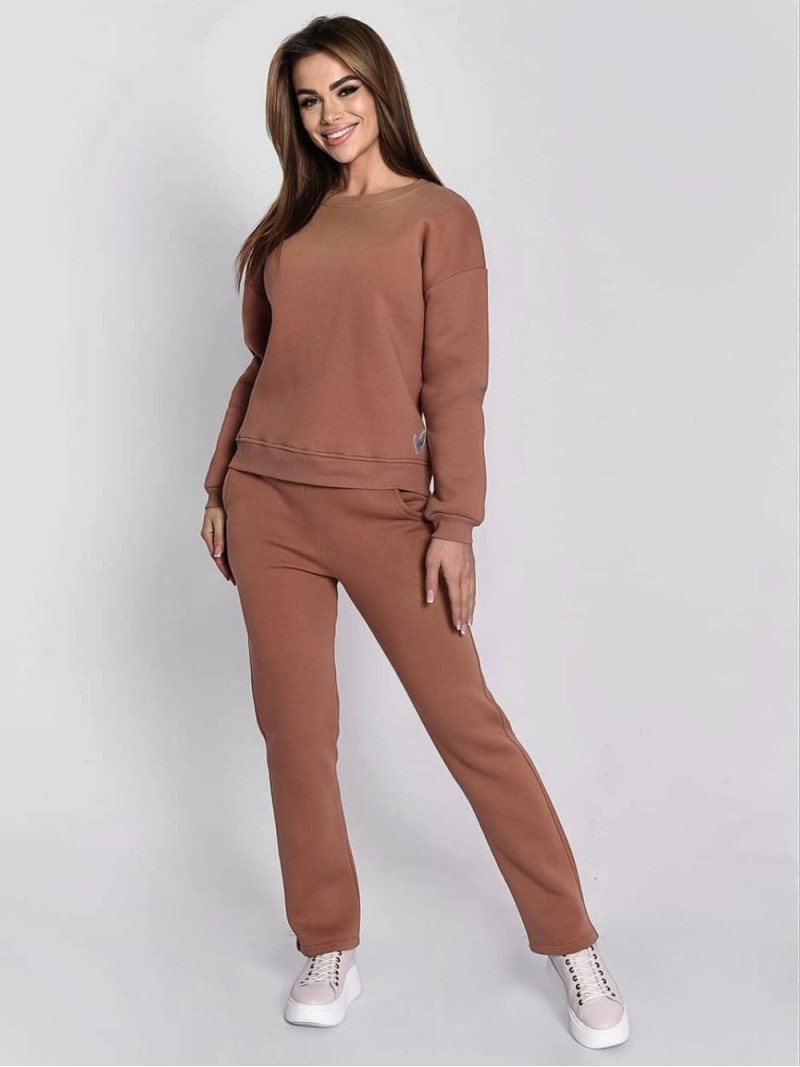 Ladies\' insulated tracksuit top and loose pants beige FI762